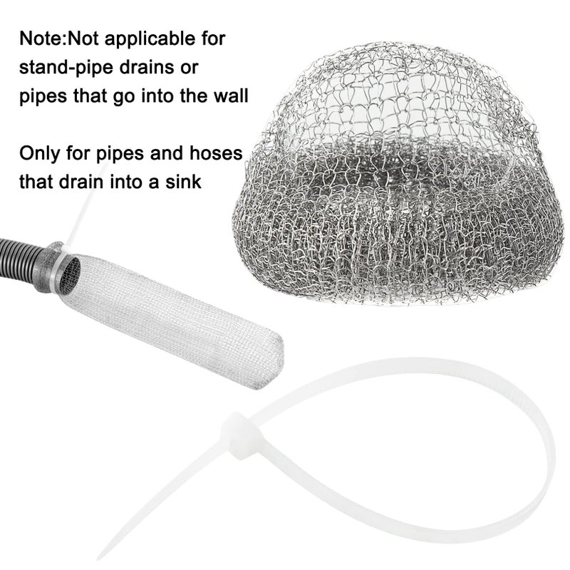 suoundey 24 Pieces Lint Traps Washing Machine Stainless Steel Lint Snare Traps Laundry Mesh Washer Hose Filter with 24 Pcs Cable Ties - Image 3